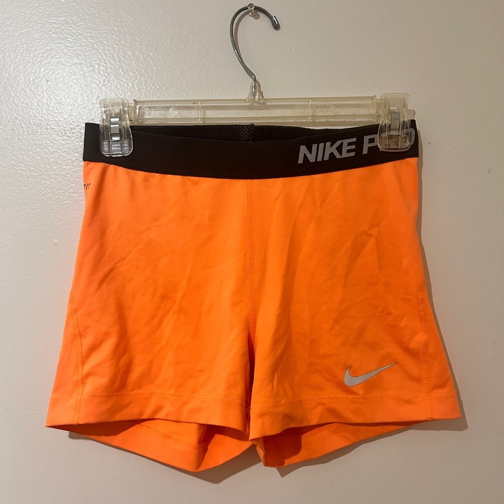 Women's NIKE PROS Bright Orange Athletic Shorts